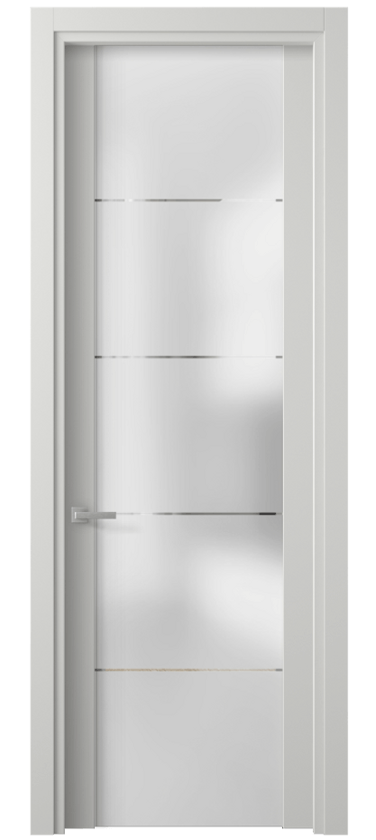 Межкомнатная дверь Планум 4114 Матовый светло-серый Сатинированное стекло с гравировкой «КВАДРО», триплекс Цена 66330 ₽ | Volhovec