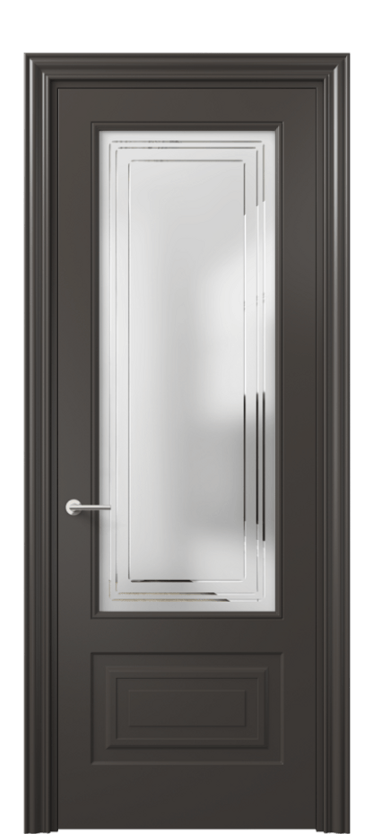 Межкомнатная дверь Mascot 8442 Матовый антрацит Сатинированное стекло с гравировкой "Грани", триплекс, 7 мм Цена 62079 ₽ | Volhovec