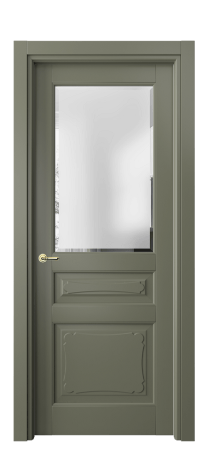 Межкомнатная дверь Тоскана Элегантэ 6324 Матовый оливковый тёмный Сатинированное стекло с фацетом Цена 100899 ₽ | Volhovec
