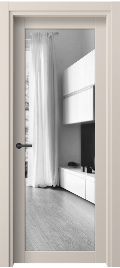 Межкомнатная дверь Neo 2102 ПЭТ пудровый бежевый Двустороннее зеркало, триплекс Цена 26959 ₽ | Volhovec