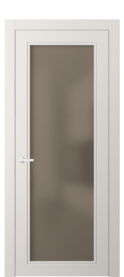 Межкомнатная дверь Нео Классик 8000 Матовый пудровый белый Сатинированное бронзовое стекло, триплекс Цена 60224 ₽ | Volhovec