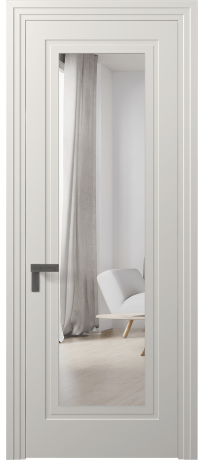 Межкомнатная дверь Рокка 8303 Матовый пудровый белый Двустороннее зеркало, триплекс Цена 68424 ₽ | Volhovec