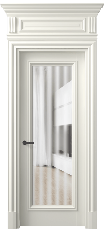 Межкомнатная дверь Антик 7300 Матовый жемчужный Рифлёное стекло "Дюна", триплекс Цена 166309 ₽ | Volhovec