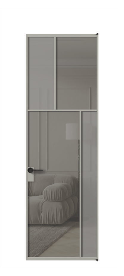 Межкомнатная дверь Mosaic АЛПЛ041.23 Алюминий нейтральный серый Сатинированное серое стекло, триплекс, 6 мм + Прозрачное серое стекло, триплекс, 6 мм Цена 127772 ₽ | Volhovec