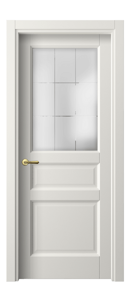Межкомнатная дверь Galant 1432 Софт-тач белоснежный Сатинированное стекло с гравировкой "Лофт", 4 мм Цена 166170 AMD | Volhovec