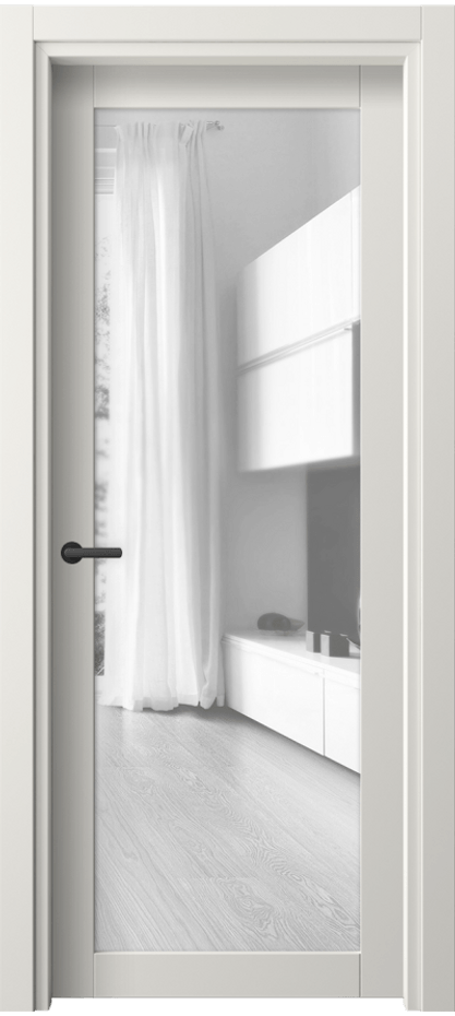 Межкомнатная дверь Neo 2102 Софт-тач белоснежный Прозрачное стекло, триплекс, 6 мм Цена 151531 AMD | Volhovec