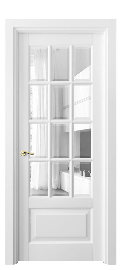 Межкомнатная дверь Lignum 0728 Бук белоснежный Прозрачное стекло с фацетом Цена 122599 ₽ | Volhovec