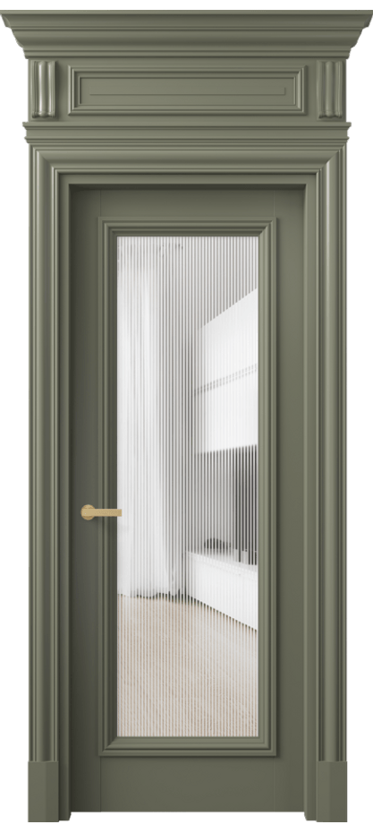 Межкомнатная дверь Антик 7300 Матовый оливковый тёмный Рифлёное стекло "Дюна", триплекс Цена 168609 ₽ | Volhovec