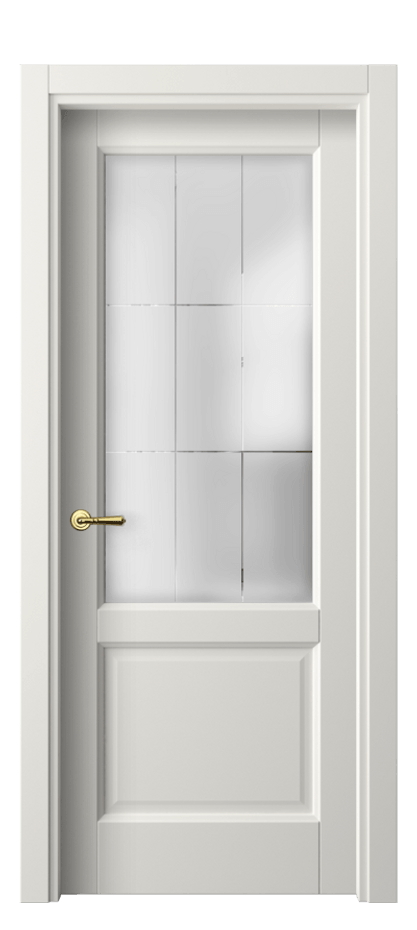 Межкомнатная дверь Galant 1422 Софт-тач белоснежный Сатинированное стекло с гравировкой "Лофт", 4 мм Цена 166170 AMD | Volhovec