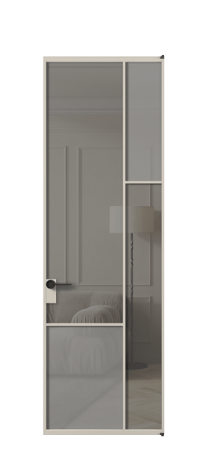 Межкомнатная дверь Mosaic АЛПЛ041.12 Алюминий светло-бежевый Сатинированное серое стекло, триплекс, 6 мм + Прозрачное серое стекло, триплекс, 6 мм Цена 127772 ₽ | Volhovec