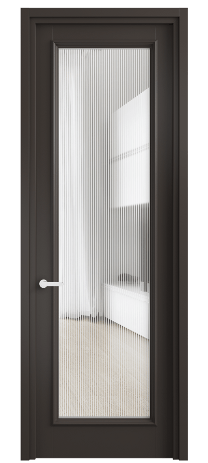 Межкомнатная дверь Шарм 6702 Матовый антрацит Рифлёное стекло "Дюна", триплекс Цена 99899 ₽ | Volhovec