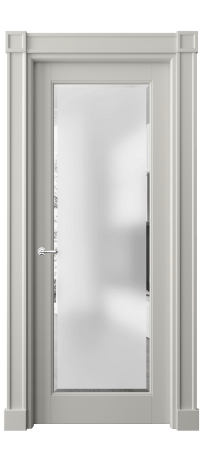 Межкомнатная дверь Toscana Plano 6300 Бук тёплый серый Сатинированное стекло с фацетом Цена 131939 ₽ | Volhovec