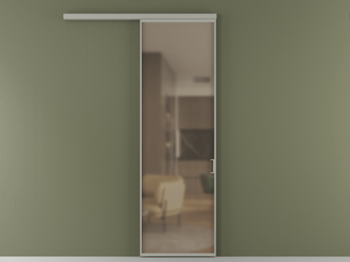 Перегородка Formato вдоль стены 1 створка АЛПР 040.01 Алюминий нейтральный серый Сатинированное бронзовое стекло, триплекс Цена 115700 ₽  | Volhovec