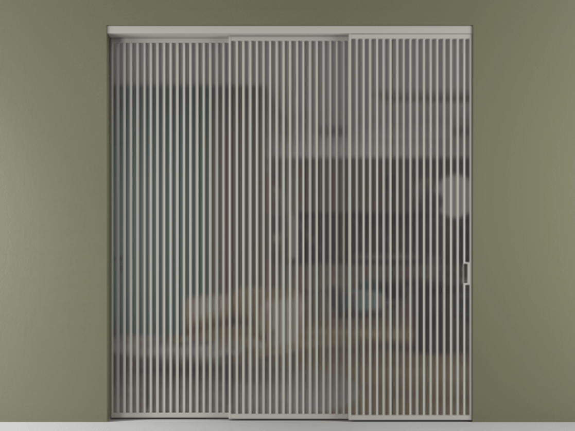 Перегородка Формато внутри проёма 3 створки с синхронным механизмом АЛПР 040.06 Алюминий нейтральный серый Сатинированное серое стекло, триплекс. Цена 579740 ₽ 1. Полотно 3 шт. (800/2100 мм)
2. Комплект установки раздвижной системы
3. Базовый комплект фурнитуры
4. Комплект фурнитуры телескопик синхро-2
5.Ручка Рондо. Фабрика дверей Волховец 8 (800) 551 43 19 Перегородка Формато внутри проёма 3 створки с синхронным механизмом АЛПР 040.06 Алюминий нейтральный серый Сатинированное серое стекло, триплекс Цена 579740 ₽ | Volhovec