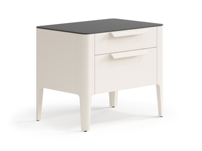 Мебель Тумба прикроватная Piega 2 ящика. Цвет Матовый бежево-серый. Материал Гладкая эмаль. Коллекция Тумба прикроватная Piega 2 ящика. Картинка.