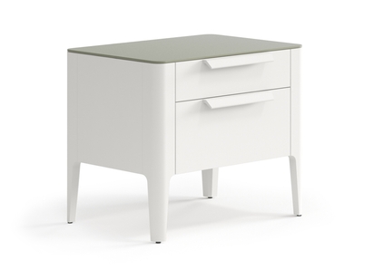 Мебель Тумба прикроватная Piega 2 ящика. Цвет Матовый тёплый серый. Материал Гладкая эмаль. Коллекция Тумба прикроватная Piega 2 ящика. Картинка.