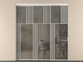 Алюминевая перегородка vnt3_4  БЕЛ. Цвет Алюминий Белый. Материал Алюминий. Коллекция Перегородка Mosaic внутри проёма телескопик синхро 2. Картинка.