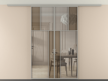 Алюминевая перегородка vdp2_2_АНСР_MS+Бронза триплекс_new. Цвет Алюминий нейтральный серый. Материал Алюминий в эмали. Коллекция Перегородка Mosaic вдоль стены на потолок двустворчатая. Фото. Алюминевая перегородка vdp2_2_АНСР_MS+Бронза триплекс_new. Цвет Алюминий нейтральный серый. Материал Алюминий в эмали. Коллекция Перегородка Mosaic вдоль стены на потолок двустворчатая. Картинка.