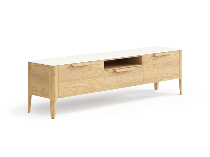 Мебель ТВ тумба Пьега. Цвет Дуб соломенный матовый. Материал Массив дуба матовый. Коллекция ТВ тумба Пьега. Картинка.