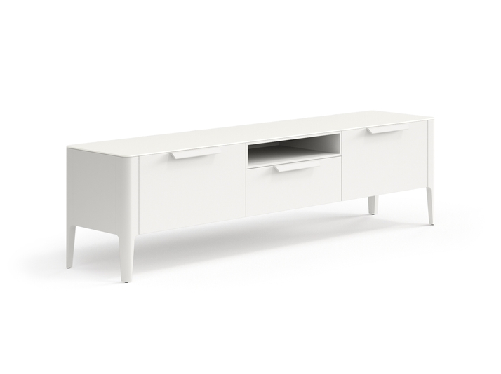 Мебель ТВ тумба Пьега. Цвет Матовый тёплый серый. Материал Гладкая эмаль. Коллекция ТВ тумба Пьега. Картинка.