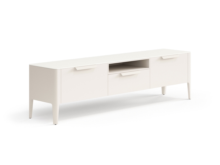 Мебель ТВ тумба Пьега. Цвет Матовый бежево-серый. Материал Гладкая эмаль. Коллекция ТВ тумба Пьега. Картинка.