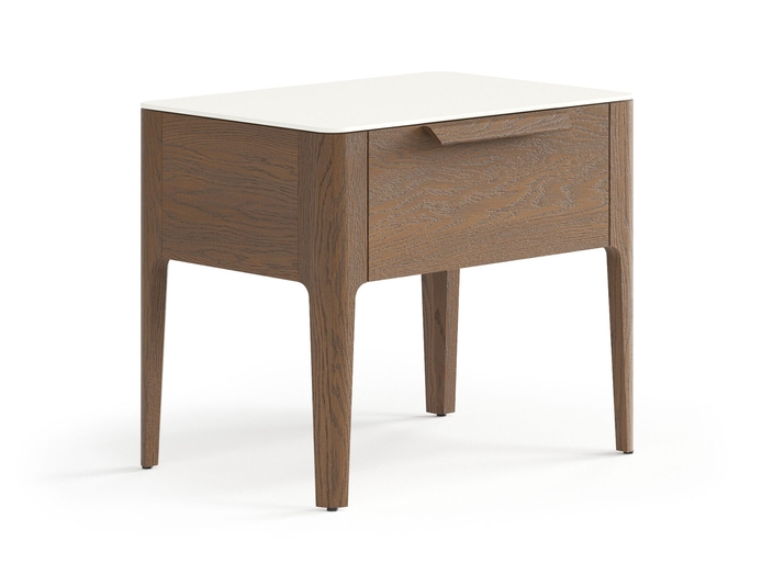 Мебель Тумба прикроватная Piega 1 ящик. Цвет Дуб туманный матовый. Материал Массив дуба матовый. Коллекция Тумба прикроватная Piega 1 ящик. Картинка.