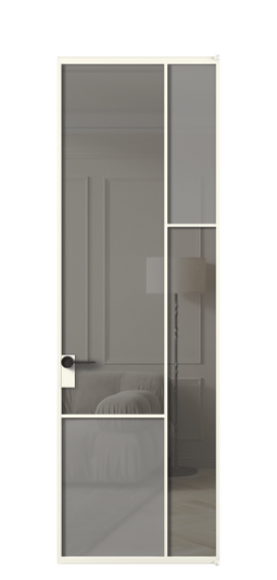 Дверь межкомнатная АЛПЛ041.12 АЖМ Серый сатин матовое + Серый прозрачное. Цвет Алюминий жемчужный. Материал Алюминий в эмали. Коллекция Mosaic. Картинка.