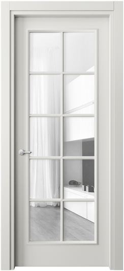 Межкомнатная дверь 8102 МСР Прозрачное стекло. Цвет Матовый серый. Материал Гладкая эмаль. Коллекция Paris. Фото. Дверь межкомнатная 8102 МСР Прозрачное стекло. Цвет Матовый серый. Материал Гладкая эмаль. Коллекция Paris. Картинка.