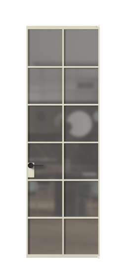 Дверь межкомнатная АЛПЛ040.05 АБСР Серый сатин триплекс. Цвет Алюминий бежево-серый. Материал Алюминий в эмали. Коллекция Формато. Картинка.