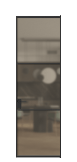 Дверь межкомнатная АЛПЛ040.03 Бронза сатин триплекс ЧЕР. Цвет Алюминий Черный. Материал Алюминий. Коллекция Formato. Картинка.