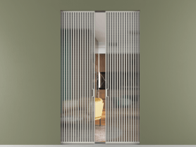 Алюминевая перегородка skr2_06_ Алюминий тёплый серый Mesh silver. Цвет Алюминий тёплый серый. Материал Алюминий в эмали. Коллекция Перегородка Formato скрытый пенал 2 створки. Картинка.