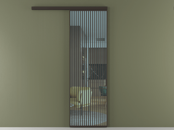 Алюминевая перегородка АЛПР 040.06_ААН_ПРОЗ ГОЛ_new. Цвет Алюминий антрацит. Материал Алюминий в эмали. Коллекция Перегородка Formato вдоль стены 1 створка. Картинка.