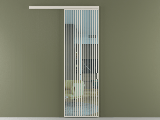 Алюминевая перегородка АЛПР 040.06_АОС_ПРОЗ ГОЛ_new. Цвет Алюминий облачно-серый. Материал Алюминий в эмали. Коллекция Перегородка Formato вдоль стены 1 створка. Картинка.