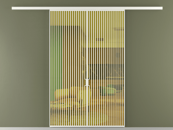 Алюминевая перегородка vd2_06_ Алюминий светло-серый Прозрачное жёлтое стекло, триплекс, 6мм. Цвет Алюминий светло-серый. Материал Алюминий в эмали. Коллекция Перегородка Formato вдоль стены 2 створки. Картинка.