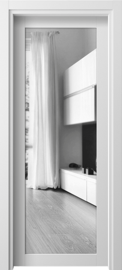 Дверь межкомнатная 2102 neo БШ ДВ ЗЕР. Цвет Белый шёлк. Материал Ciplex ламинатин. Коллекция Neo1. Картинка.