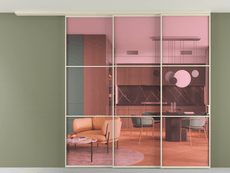 Перегородка Formato вдоль стены на потолок 3 створки с синхронным механизмом