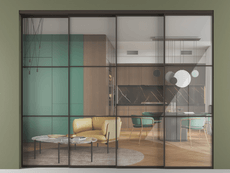 Перегородка Формато внутри проёма 4 створки с синхронным механизмом