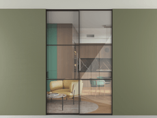 Перегородка Формато внутри проёма скрытое крепление в потолок 2 створки