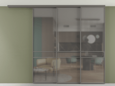 Перегородка Формато вдоль стены на потолок 3 створки с синхронным механизмом