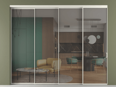 Перегородка Formato внутри проёма 4 створки с синхронным механизмом