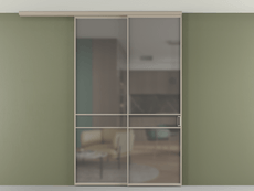 Перегородка Формато вдоль стены на потолок 2 створки с синхронным механизмом