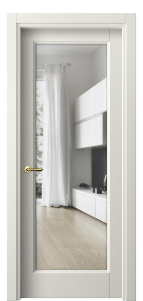 Дверь межкомнатная 1402 МЖМ Прозрачное стекло. Цвет Матовый жемчужный. Материал Гладкая эмаль. Коллекция Galant. Картинка.